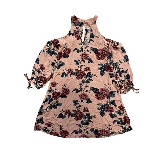 American Eagle Outfitters Pink Floral Cold Shoulder Mini Dress | Size S - Picture 1 of 3